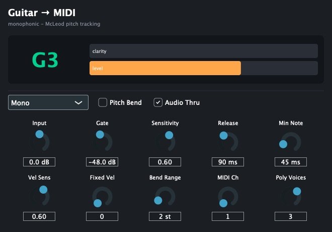 GuitarMidi interface