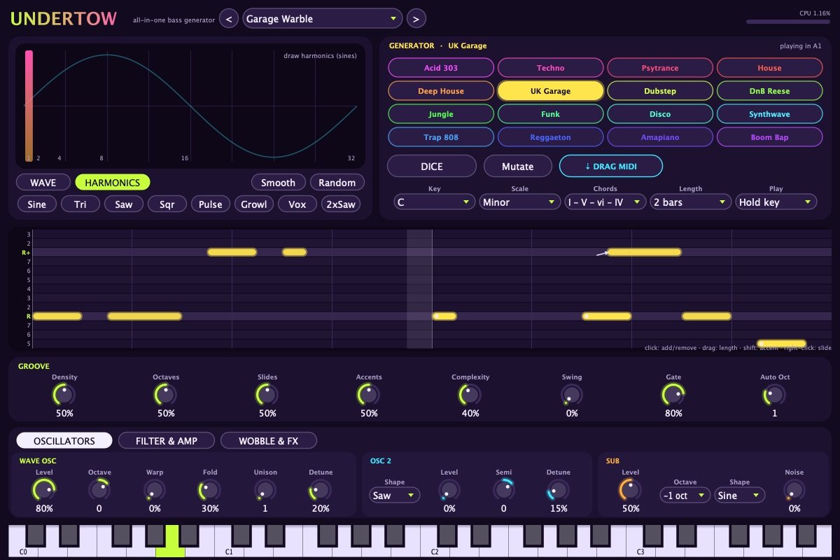 Undertow in Harmonics mode with a UK Garage riff